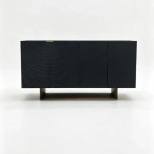 Ripple Black Ash Sideboard on Brass Base — front view