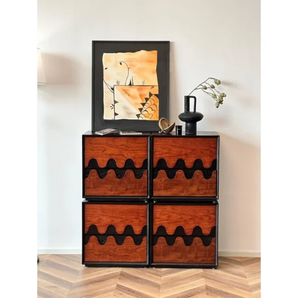 Ripple Modular Drawer Cubes in clay — in a room setting
