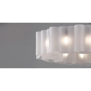Ripple Glass Linear Chandelier, 113.5 cm in ivory — in a room setting