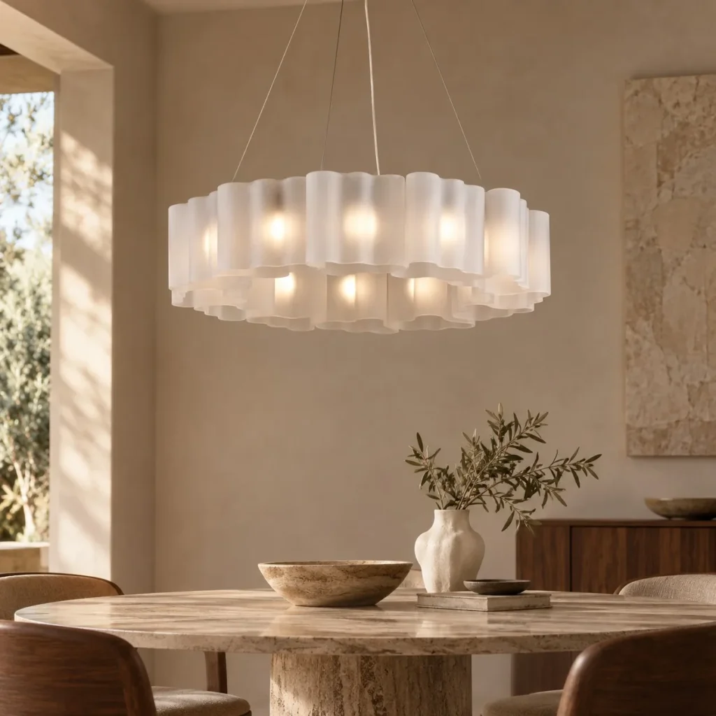 Ripple Glass Ring Chandelier, 70 or 83 cm in ivory — front view
