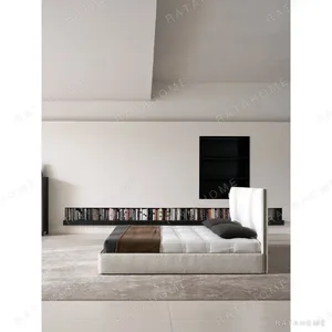 Robin Slim Italian Bed for Compact Bedrooms in oatmeal — in a room setting
