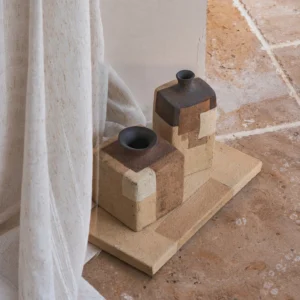 Rock Colour Series Stoneware Vessels in sand — front view