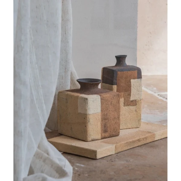 Rock Colour Series Stoneware Vessels in sand — in a room setting