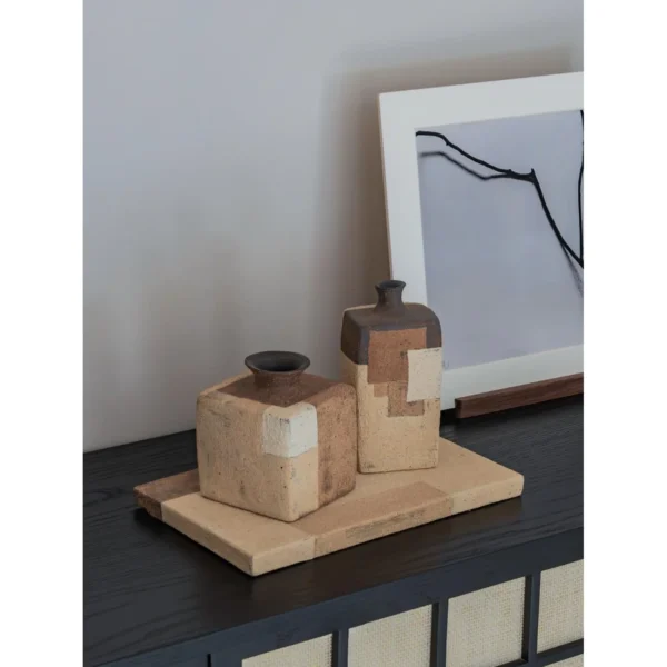 Rock Colour Series Stoneware Vessels in sand — in a room setting