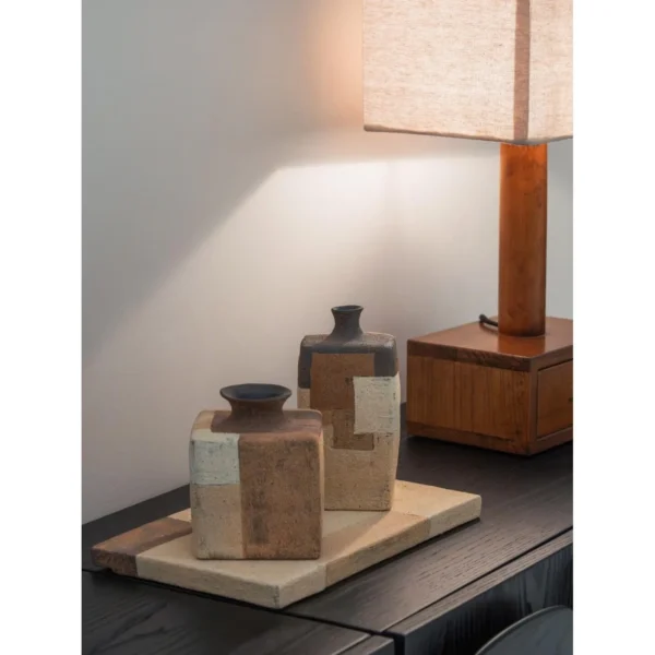 Rock Colour Series Stoneware Vessels in sand — in a room setting