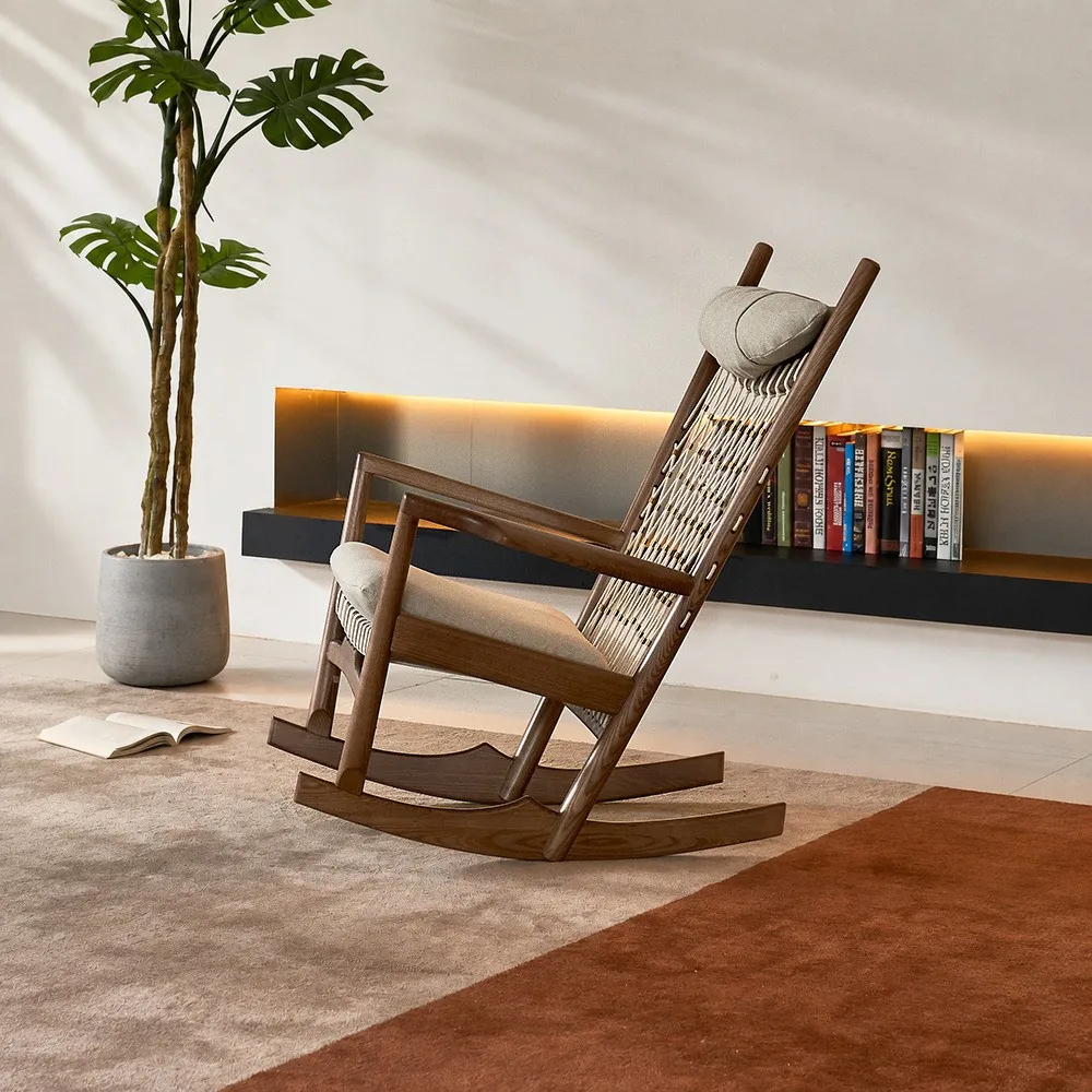 Rocking Recliner Chair in solid ash — front view