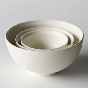 Artist Collaboration Nesting Rice Bowls in Off-White — front view