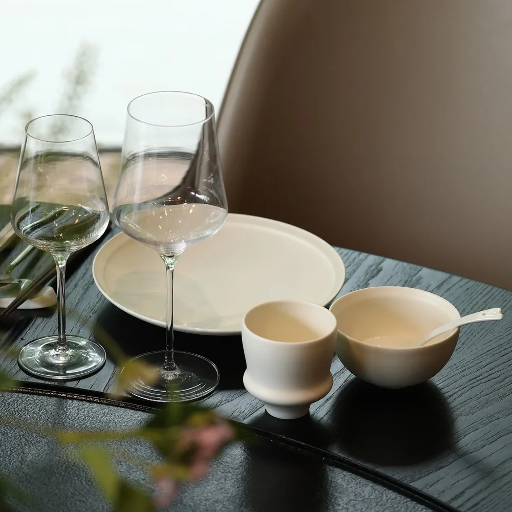 Artist Collaboration White Porcelain Tableware Set for Four in ivory — front view