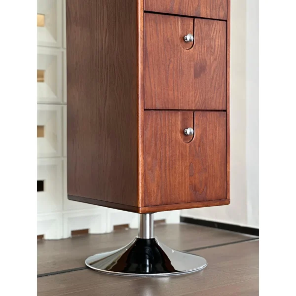 Rotating Ash Storage Column with Drawers and Magazine Rack in clay — in a room setting