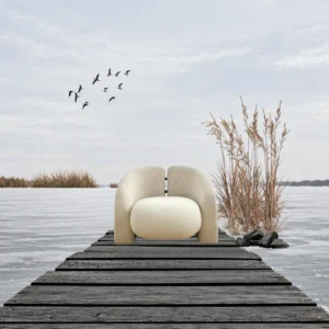 Round Collar Sofa in solid wood — front view