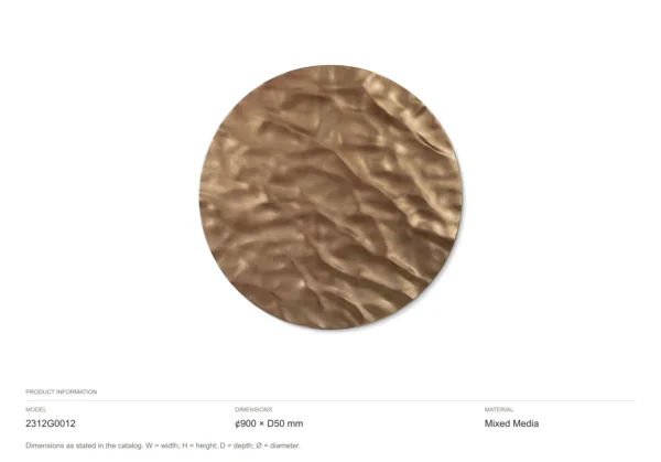Round Hammered Bronze Disc Wall Art, 90 cm in bronze — dimensions