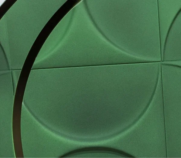 Round Green Lattice Relief with Brass Ring, 100 cm in olive — detail