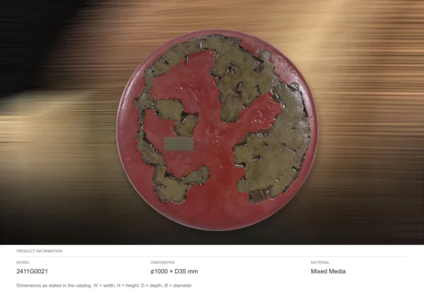 Round Red and Olive Relief Wall Art, 100 cm in red — dimensions
