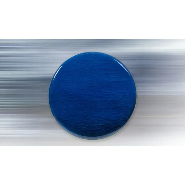 Round Deep Blue Glass Disc Wall Art, 80 cm in blue — in a room setting
