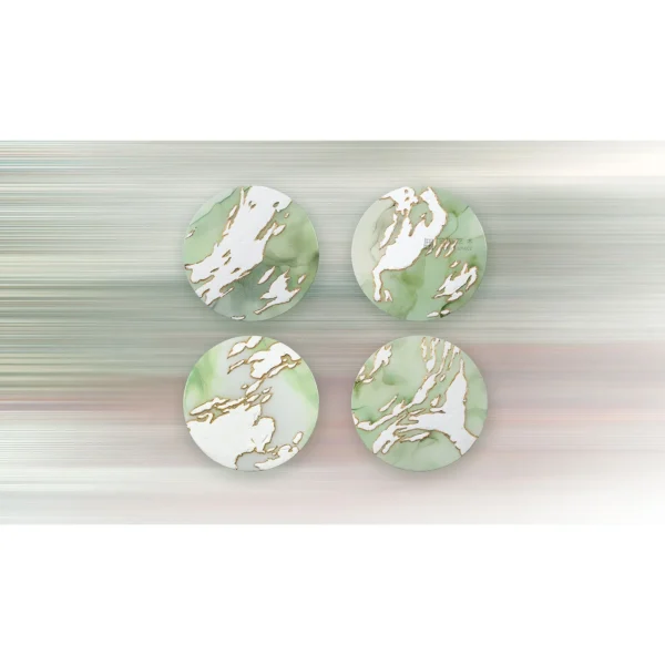 Round Sage Marble Ink Disc Set of 4, 35 cm Each in olive — in a room setting
