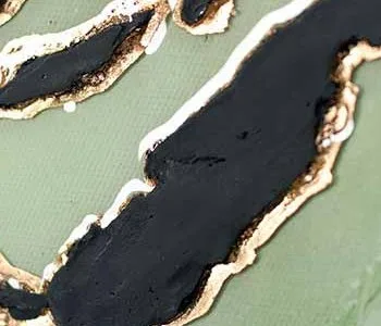 Round Sage and Black Marble Ink Disc Set of 3, 35 cm Each in olive — detail