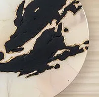 Round Black and Cream Marble Ink Disc Set of 9, 35 cm Each in black — detail