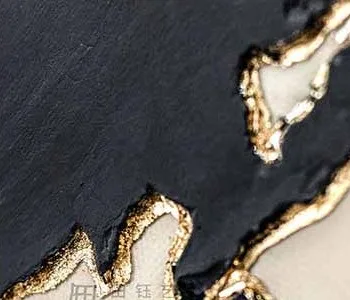 Round Black and Cream Marble Ink Disc Trio, Second Set in black — detail