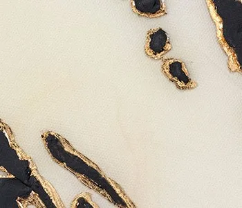 Round Black and Cream Marble Ink Disc Trio, Third Set in black — detail