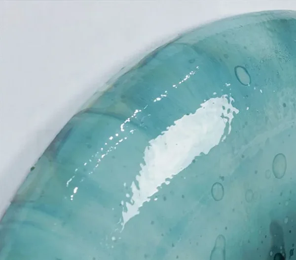 Round Turquoise Glazed Disc Wall Art, 100 cm in blue — detail