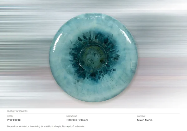 Round Turquoise Glazed Disc Wall Art, 100 cm in blue — dimensions