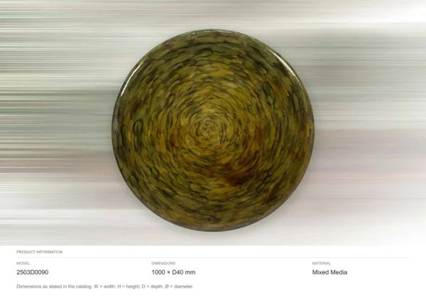 Round Olive Spiral Glazed Disc Wall Art, 100 cm in olive — dimensions