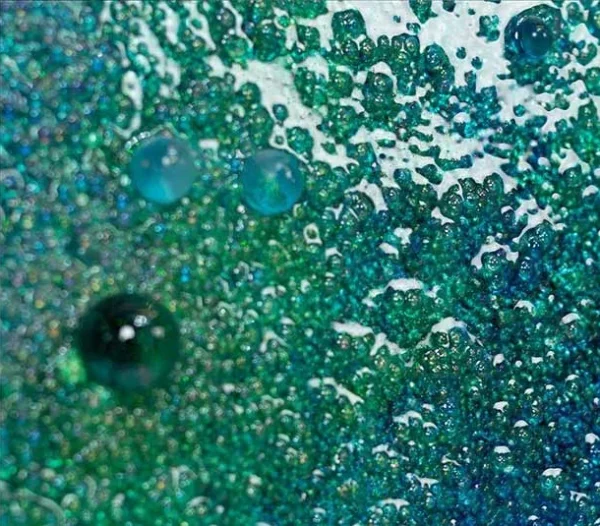 Round Blue-Green Mottled Disc Wall Art, 100 cm in blue — detail