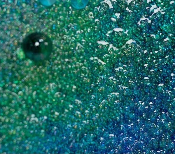 Round Blue-Green Mottled Disc Wall Art, 100 cm in blue — detail