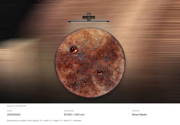 Round Rust and Copper Mottled Disc Wall Art, 100 cm in rust — dimensions