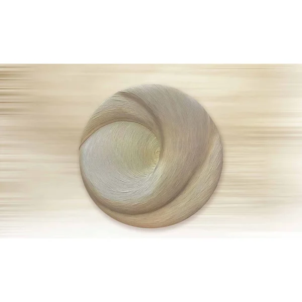 Round Cream Ribbon Swirl Relief Wall Art, 100 cm in oatmeal — in a room setting