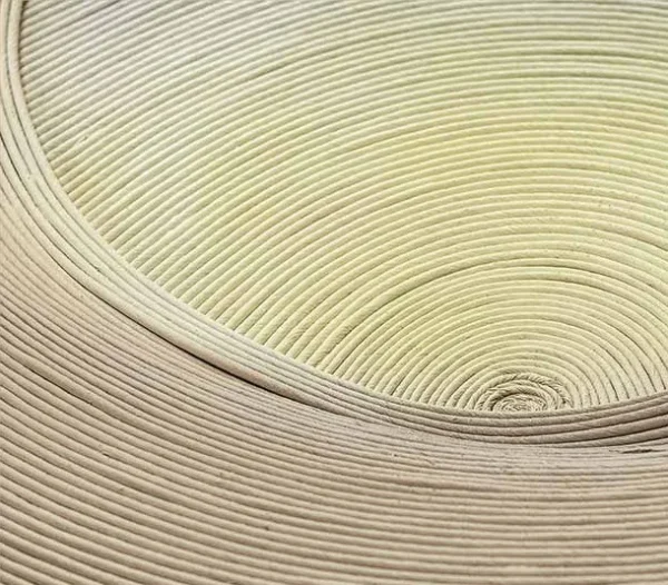 Round Cream Ribbon Swirl Relief Wall Art, 100 cm in oatmeal — detail