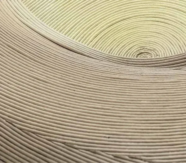 Round Cream Ribbon Swirl Relief Wall Art, 100 cm in oatmeal — detail