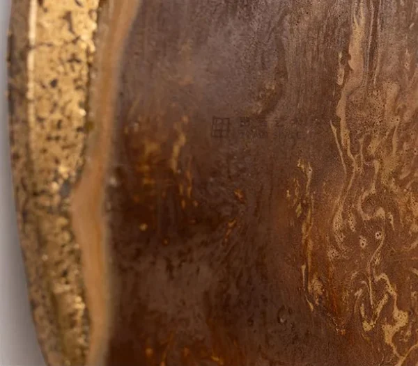 Round Amber Agate Slice Wall Art, 90 cm in rust — detail