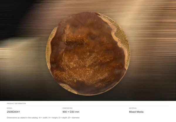 Round Amber Agate Slice Wall Art, 90 cm in rust — dimensions