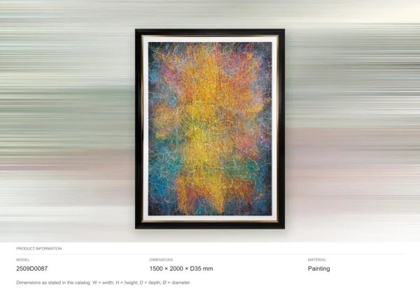 Rainbow Speckle Painting in Black Frame, 150 x 200 cm — dimensions