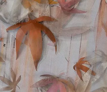 Round Maple Leaf Relief in Orange and Cream, 150 cm — detail