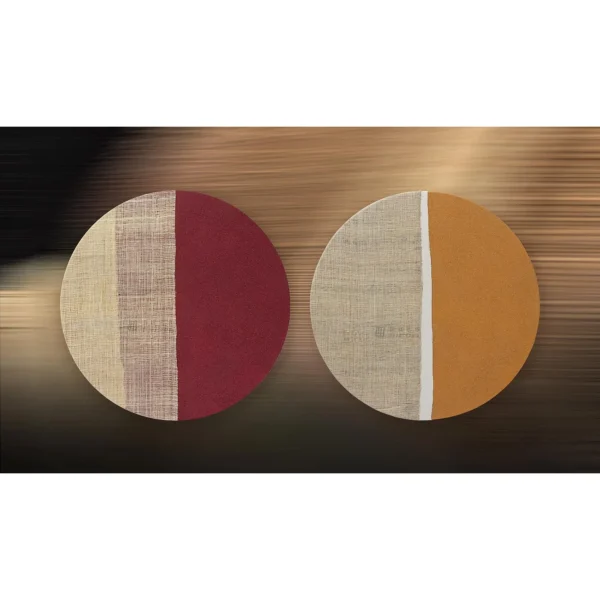 Round Linen Colour Block Disc Set of 2, 70 cm Each in sand — in a room setting