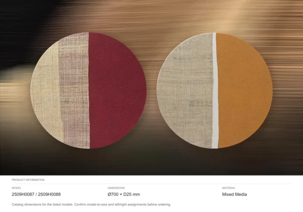 Round Linen Colour Block Disc Set of 2, 70 cm Each in sand — dimensions