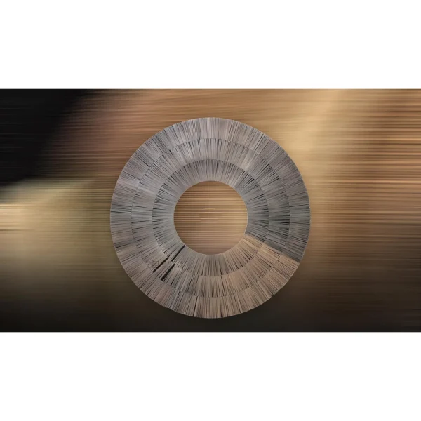 Round Woven Grass Ring Wall Art, 120 cm in sand — in a room setting