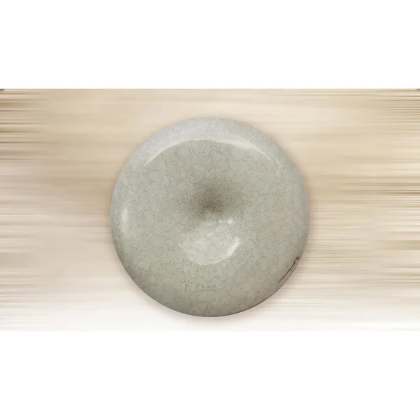 Round Fibreglass Dish with Mother of Pearl in Cream, 100 cm — in a room setting