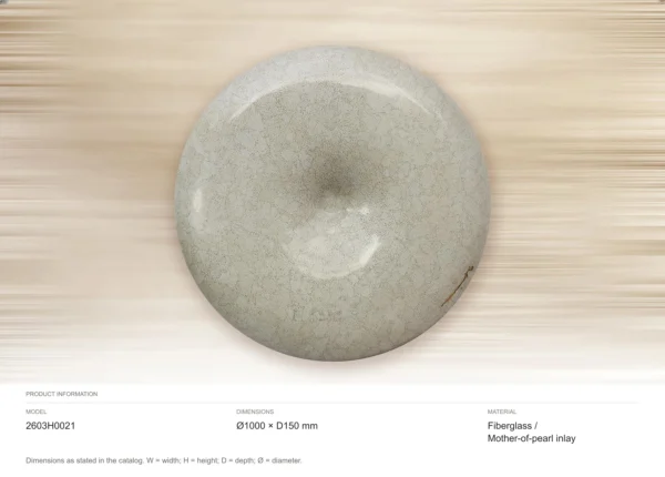 Round Fibreglass Dish with Mother of Pearl in Cream, 100 cm — dimensions