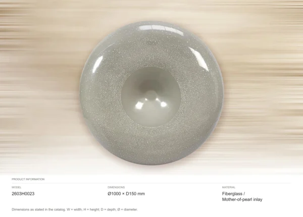 Round Fibreglass Dish with Mother of Pearl in Grey, 100 cm — dimensions