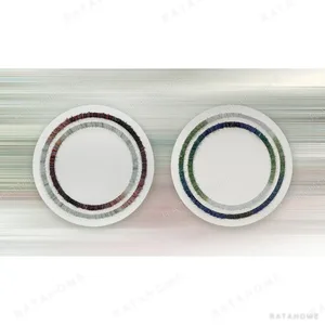 Round Woven Ring Wall Art Set of 2 in Green and Blue — in a room setting