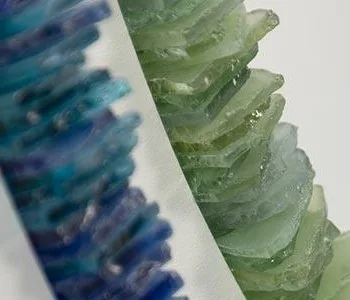 Round Woven Ring Wall Art Set of 2 in Green and Blue — detail