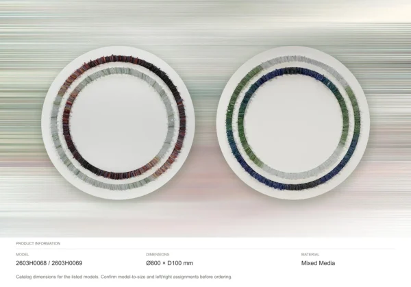 Round Woven Ring Wall Art Set of 2 in Green and Blue — dimensions