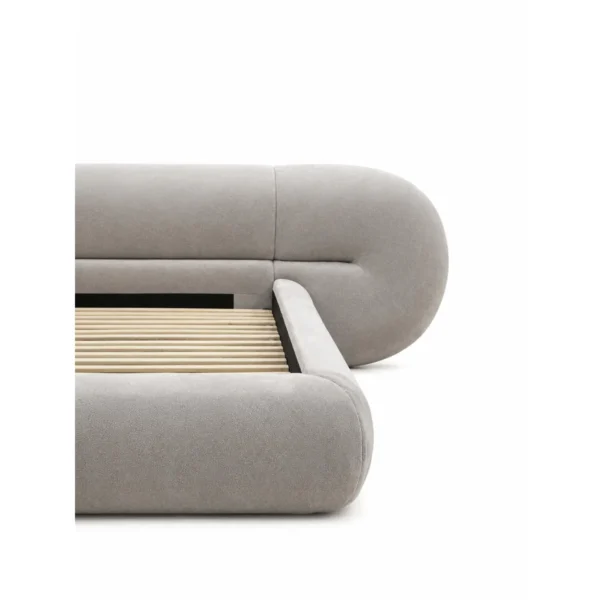Sculpted Wraparound Upholstered Bed in oatmeal — in a room setting