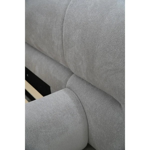 Sculpted Wraparound Upholstered Bed in oatmeal — in a room setting