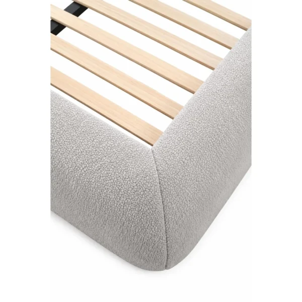 Sculpted Wraparound Upholstered Bed in oatmeal — in a room setting
