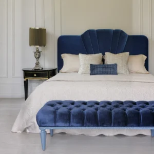 Royal Blue Bedroom Furniture Set in steel — front view