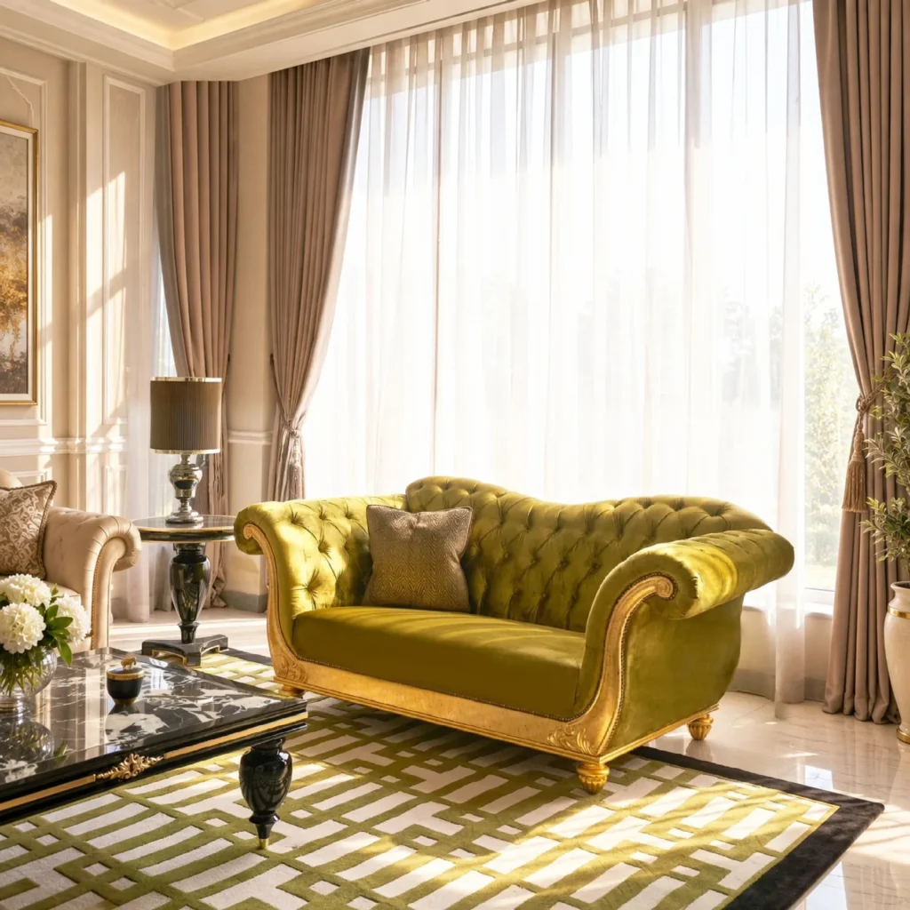 Royal Touch Classic Sofa in velvet — front view